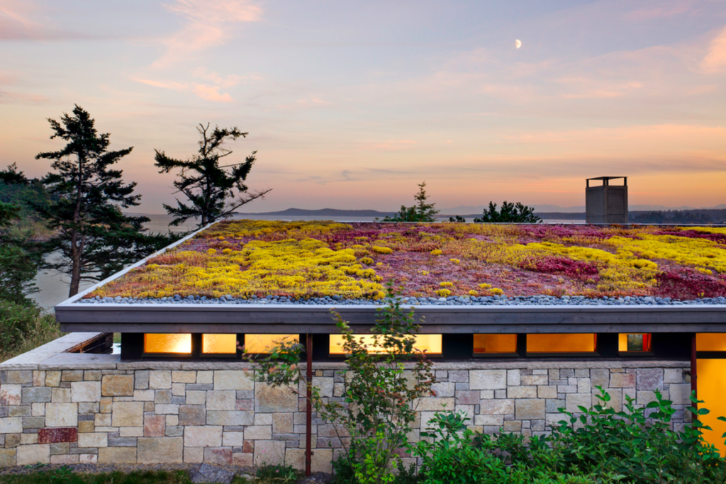 North Bay by PBW Architects demonstrates wellness architecture with a green roof full of plants