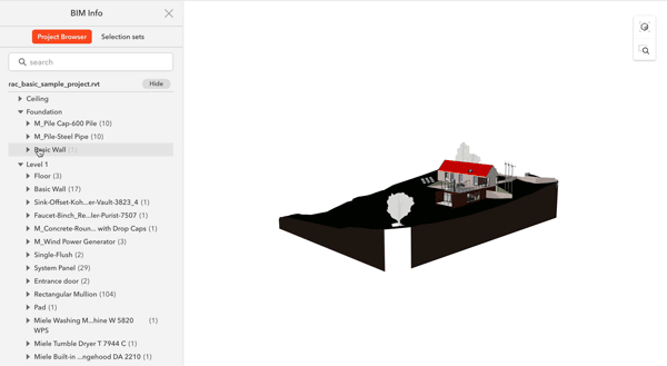View BIM properties and elements from Revit in 3D